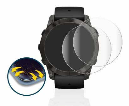 Abbildung des Geräts Garmin Epix Pro (Gen 2) (51 mm) mit einer Vielzahl des Displayschutzes.