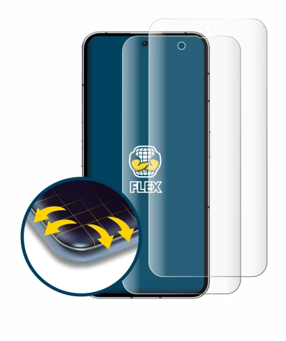 Abbildung des Geräts Nothing Phone (2) mit einer Vielzahl des Displayschutzes.