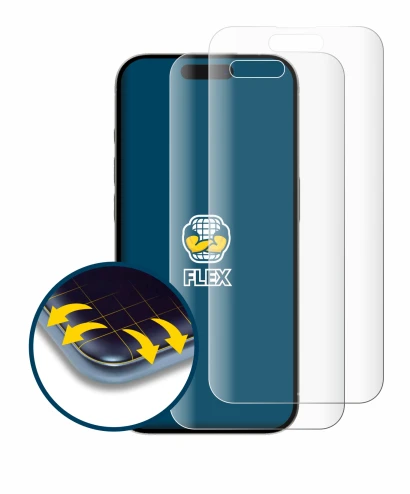 Abbildung des Geräts Apple iPhone 15 Pro mit einer Vielzahl des Displayschutzes.