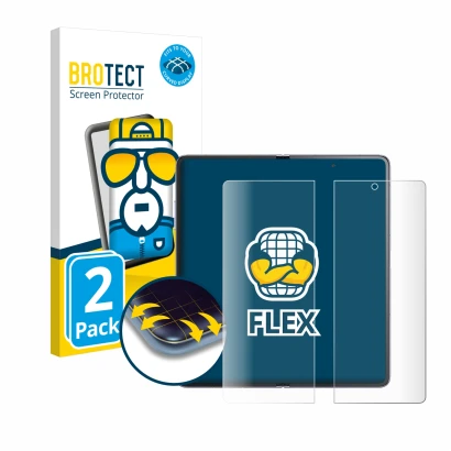 Vorderseite einer Produktverpackung mit dem Markenlogo BROTECT. Daneben ist das Gerät Honor Magic V2 (Inneres Display) mit dem