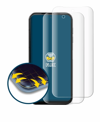Abbildung des Geräts Fairphone 5 mit einer Vielzahl des Displayschutzes.