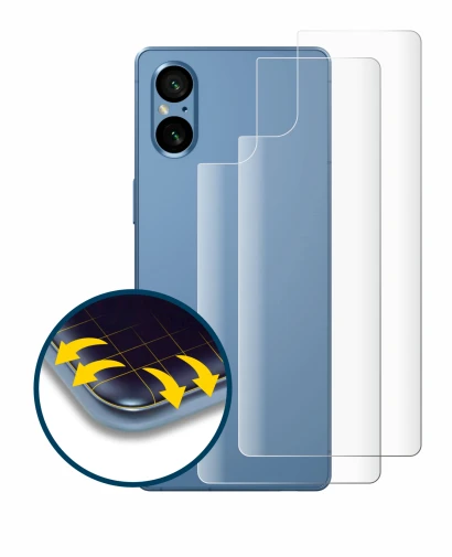 Abbildung des Geräts Sony Xperia 5 V (Rückseite) mit einer Vielzahl des Displayschutzes.