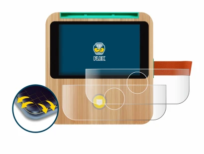 Abbildung des Geräts tigerbox Touch Plus mit einer Vielzahl des Displayschutzes.