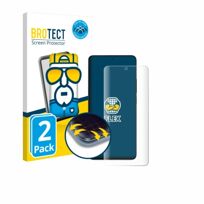 Vorderseite einer Produktverpackung mit dem Markenlogo BROTECT. Daneben ist das Gerät Xiaomi Poco X6 Pro mit dem zugehörigen D