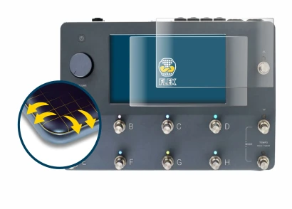 Abbildung des Geräts Neural DSP Quad Cortex mit einer Vielzahl des Displayschutzes.