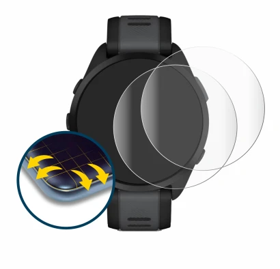 Abbildung des Geräts Garmin Forerunner 165 mit einer Vielzahl des Displayschutzes.