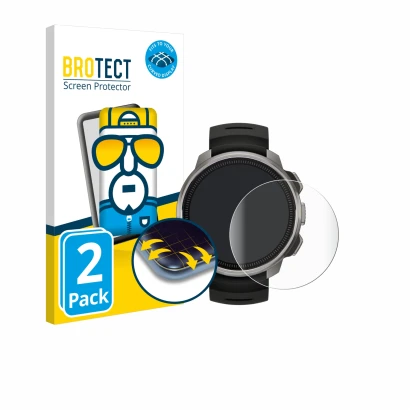 Vorderseite einer Produktverpackung mit dem Markenlogo BROTECT. Daneben ist das Gerät Suunto Ocean mit dem zugehörigen Display