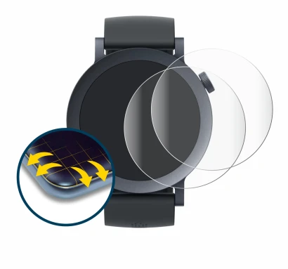Abbildung des Geräts Nothing CMF Watch Pro 2 mit einer Vielzahl des Displayschutzes.