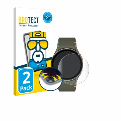 Vorderseite einer Produktverpackung mit dem Markenlogo BROTECT. Daneben ist das Gerät Samsung Galaxy Watch 7 (40 mm) mit dem z