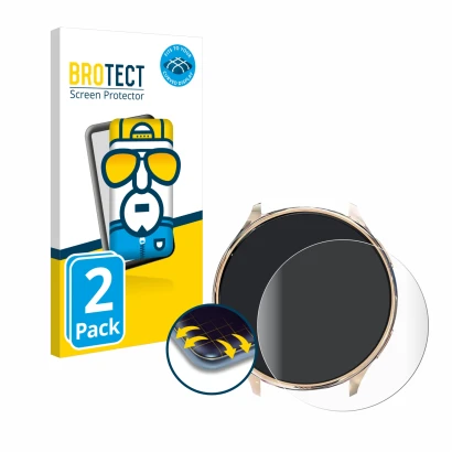 Vorderseite einer Produktverpackung mit dem Markenlogo BROTECT. Daneben ist das Gerät Sanorum Smartwatch 1.39" für Damen mit d