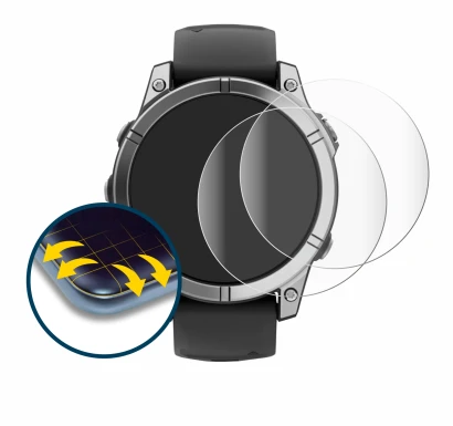 Abbildung des Geräts Garmin Fenix E mit einer Vielzahl des Displayschutzes.