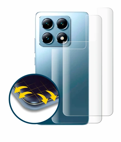 Abbildung des Geräts Xiaomi 14T Pro (Rückseite) mit einer Vielzahl des Displayschutzes.