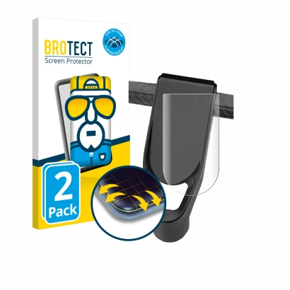 Vorderseite einer Produktverpackung mit dem Markenlogo BROTECT. Daneben ist das Gerät NIU KQi Air mit dem zugehörigen Displays