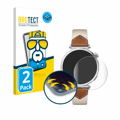 Vorderseite einer Produktverpackung mit dem Markenlogo BROTECT. Daneben ist das Gerät Huawei Watch GT 5 (41 mm) mit dem zugehö