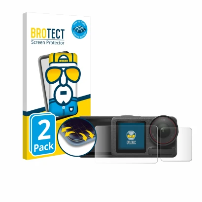 Vorderseite einer Produktverpackung mit dem Markenlogo BROTECT. Daneben ist das Gerät DJI Osmo Action 5 Pro mit dem zugehörige