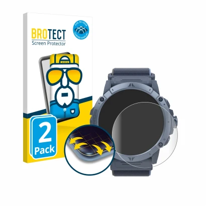 Vorderseite einer Produktverpackung mit dem Markenlogo BROTECT. Daneben ist das Gerät Coros Vertix 2S mit dem zugehörigen Disp