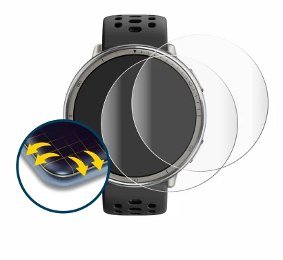 Abbildung des Geräts Amazfit Active 2 mit einer Vielzahl des Displayschutzes.