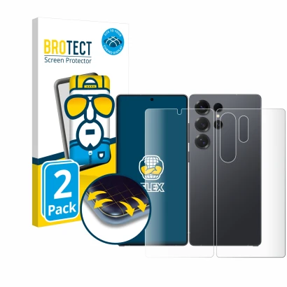 Vorderseite einer Produktverpackung mit dem Markenlogo BROTECT. Daneben ist das Gerät Samsung Galaxy S25 Ultra Enterprise Edit