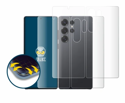 Abbildung des Geräts Samsung Galaxy S25 Ultra Enterprise Edition (Display+Rückseite) mit einer Vielzahl des Displayschutzes.