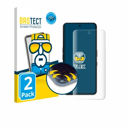 Vorderseite einer Produktverpackung mit dem Markenlogo BROTECT. Daneben ist das Gerät Nothing Phone (3a) Pro mit dem zugehörig