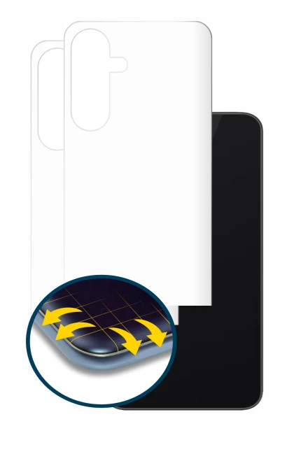 Abbildung des Geräts Samsung Galaxy A26 5G (Rückseite) mit einer Vielzahl des Displayschutzes.