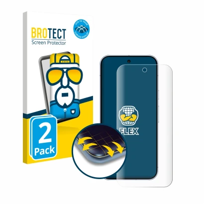 Vorderseite einer Produktverpackung mit dem Markenlogo BROTECT. Daneben ist das Gerät Google Pixel 10 Pro mit dem zugehörigen 