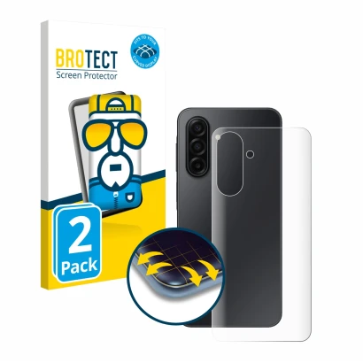 Vorderseite einer Produktverpackung mit dem Markenlogo BROTECT. Daneben ist das Gerät Samsung Galaxy A17 5G (Rückseite) mit de