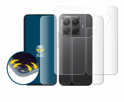 Abbildung des Geräts Xiaomi 15T Pro (Display+Rückseite) mit einer Vielzahl des Displayschutzes.