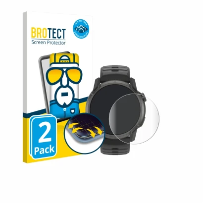 Vorderseite einer Produktverpackung mit dem Markenlogo BROTECT. Daneben ist das Gerät Coros Apex 4 (42 mm) mit dem zugehörigen