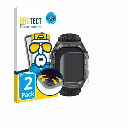 Vorderseite einer Produktverpackung mit dem Markenlogo BROTECT. Daneben ist das Gerät Kospet Tank M4 mit dem zugehörigen Displ