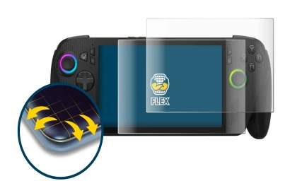 Abbildung des Geräts ASUS ROG Xbox Ally X mit einer Vielzahl des Displayschutzes.