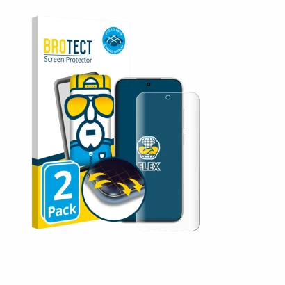 Vorderseite einer Produktverpackung mit dem Markenlogo BROTECT. Daneben ist das Gerät Xiaomi Poco F8 Pro mit dem zugehörigen D