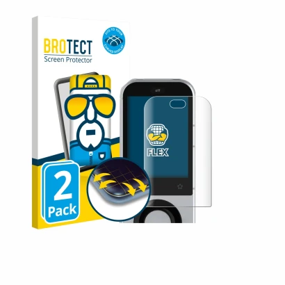 Vorderseite einer Produktverpackung mit dem Markenlogo BROTECT. Daneben ist das Gerät Sofabaton X2 mit dem zugehörigen Display