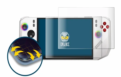 Abbildung des Geräts MSI Claw A8 BZ2EM mit einer Vielzahl des Displayschutzes.