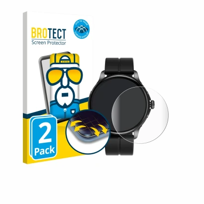 Vorderseite einer Produktverpackung mit dem Markenlogo BROTECT. Daneben ist das Gerät HMD Watch X1 mit dem zugehörigen Display