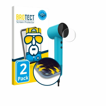 Vorderseite einer Produktverpackung mit dem Markenlogo BROTECT. Daneben ist das Gerät Cecotec DryNova mit dem zugehörigen Disp