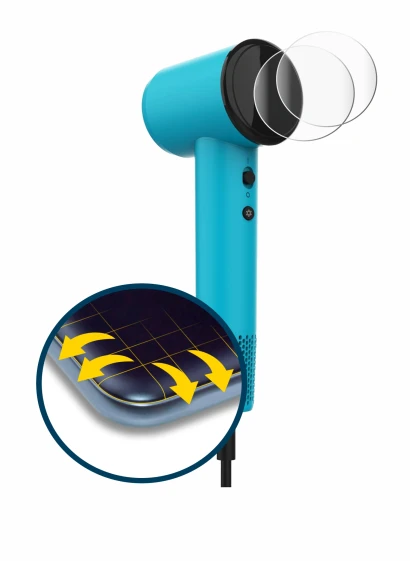 Abbildung des Geräts Cecotec DryNova mit einer Vielzahl des Displayschutzes.