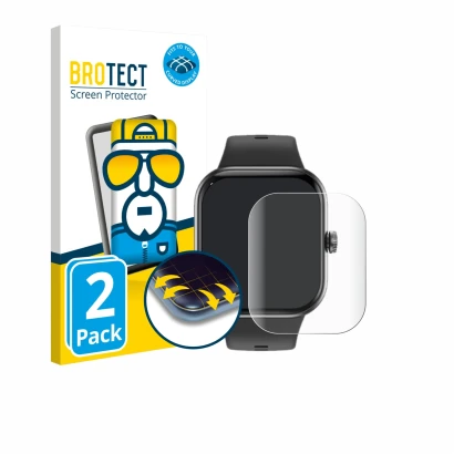 Vorderseite einer Produktverpackung mit dem Markenlogo BROTECT. Daneben ist das Gerät Honor Choice InFoWear Watch 2 Pro mit de