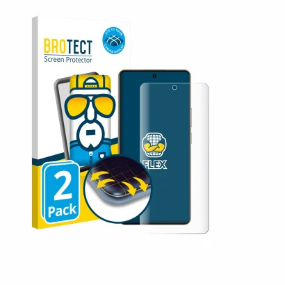 Vorderseite einer Produktverpackung mit dem Markenlogo BROTECT. Daneben ist das Gerät realme 16 Pro Plus mit dem zugehörigen D