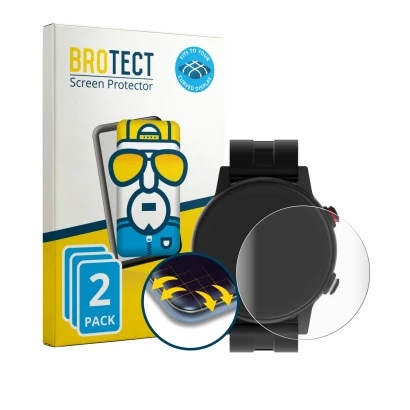 Vorderseite einer Produktverpackung mit dem Markenlogo BROTECT. Daneben ist das Gerät James R9 mit dem zugehörigen Displayschu
