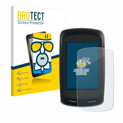 Vorderseite einer Produktverpackung mit dem Markenlogo BROTECT. Daneben ist das Gerät Garmin Edge 800 mit dem zugehörigen Disp