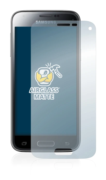 Abbildung des Geräts Samsung Galaxy S5 Mini SM-G800 mit einer Vielzahl des Displayschutzes.