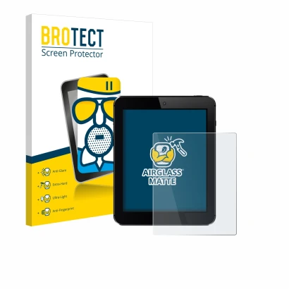 Vorderseite einer Produktverpackung mit dem Markenlogo BROTECT. Daneben ist das Gerät mit dem zugehörigen Displayschutz abgebi