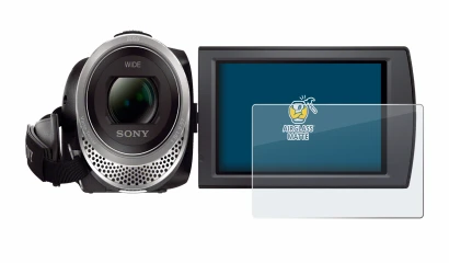 Abbildung des Geräts Sony FDR-AX53 mit einer Vielzahl des Displayschutzes.