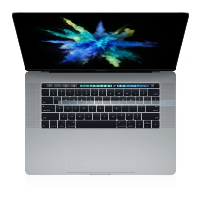 Abbildung des Geräts Apple MacBook Pro 15" 2017 (NUR Touch Bar) mit einer Vielzahl des Displayschutzes.