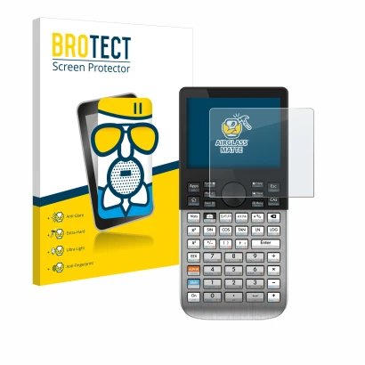 Vorderseite einer Produktverpackung mit dem Markenlogo BROTECT. Daneben ist das Gerät HP Prime mit dem zugehörigen Displayschu