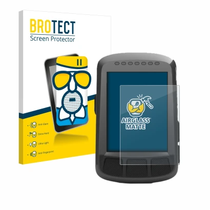 Vorderseite einer Produktverpackung mit dem Markenlogo BROTECT. Daneben ist das Gerät Wahoo Elemnt Bolt GPS mit dem zugehörige