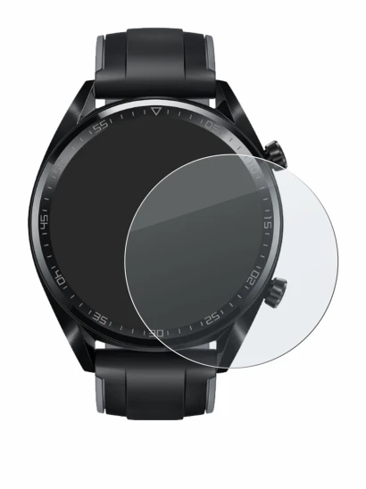 Abbildung des Geräts Huawei Watch GT (46 mm) 2018 mit einer Vielzahl des Displayschutzes.