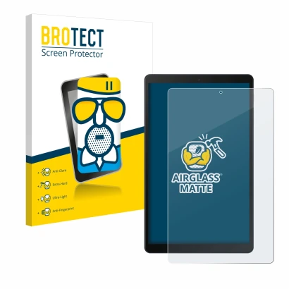 Vorderseite einer Produktverpackung mit dem Markenlogo BROTECT. Daneben ist das Gerät Samsung Galaxy Tab A 10.1 WiFi 2019 mit