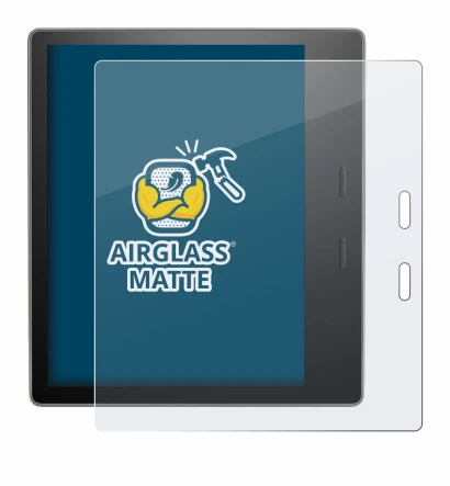 Abbildung des Geräts Amazon Kindle Oasis 2019 (10. Gen.) mit einer Vielzahl des Displayschutzes.